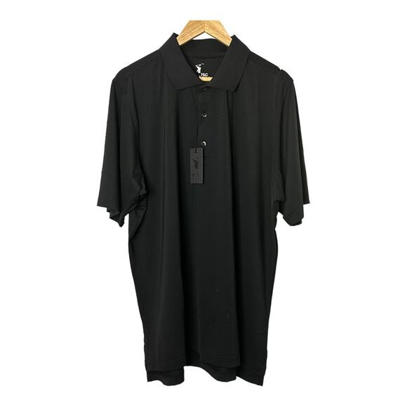 F&G Tech Black Solid Tech Jersey Polo Shirt Men's Size XL New - Picture 1 of 7
